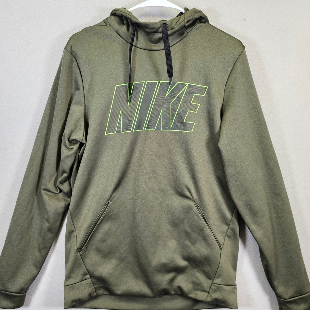 Nike Dri Fit Hoodie Mens Small Green‎ Pullover Sweatshirt Athletic Gym